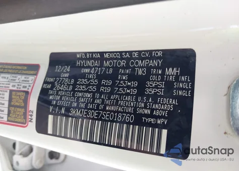 2025 Hyundai Tucson Limited из США, поврежденный, VIN 3KMJE3DE7SE018760